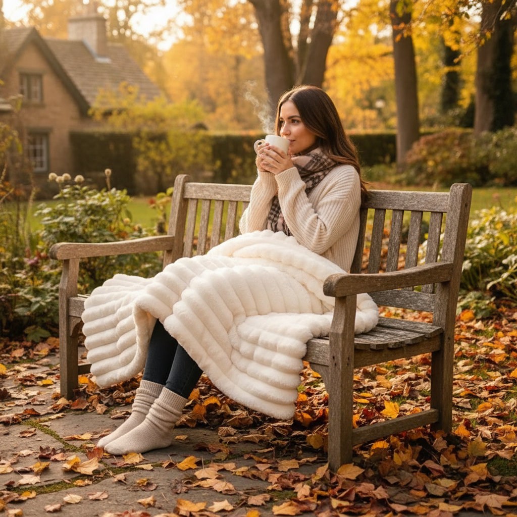 1pc Throw Blanket for Bed - 250GSM Soft & Warm Fluffy Blanket, Decorative Striped Blankets for Winter Nap / Sleep