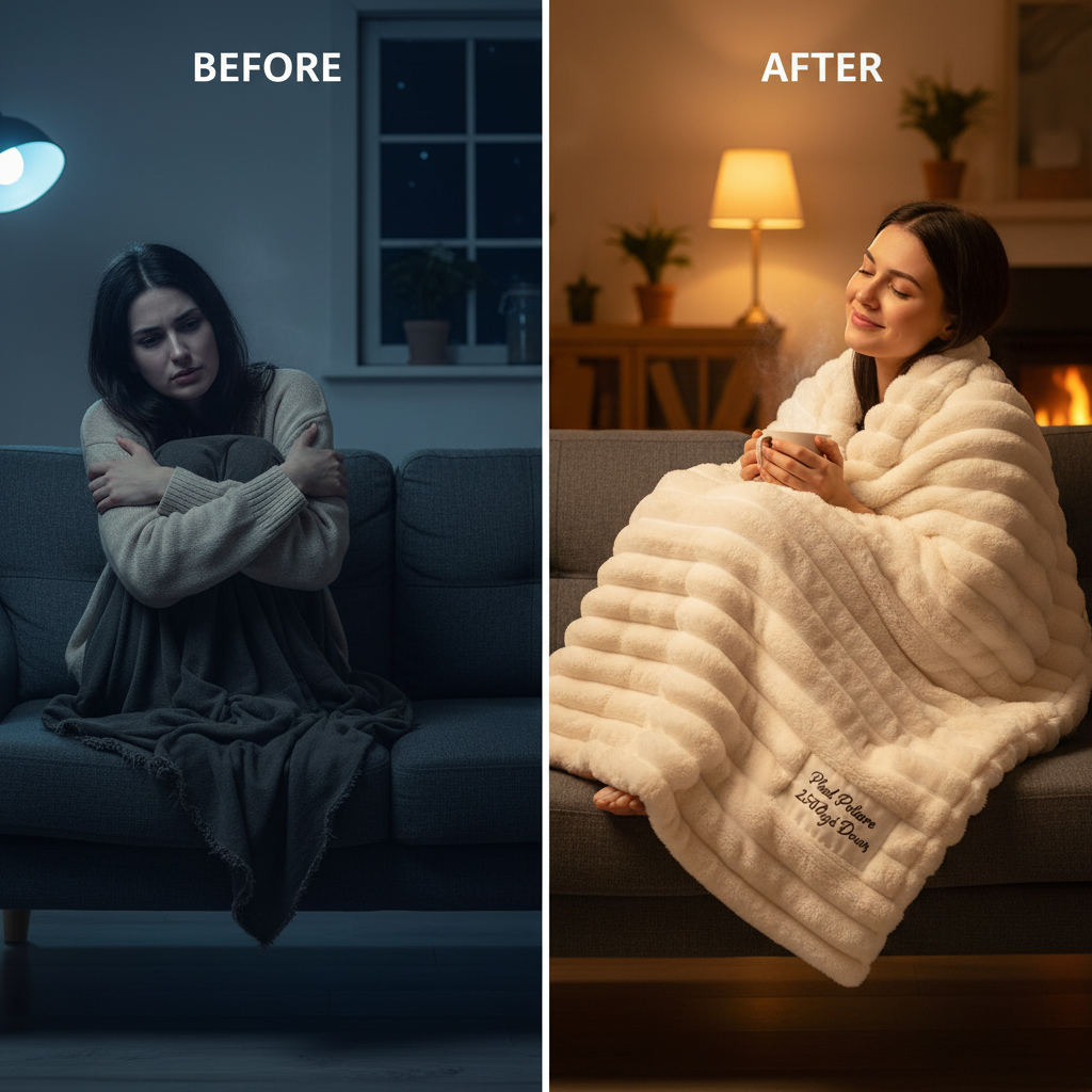 1pc Throw Blanket for Bed - 250GSM Soft & Warm Fluffy Blanket, Decorative Striped Blankets for Winter  Nap / Sleep